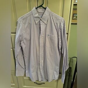 Southern Tide men’s button down dress shirt size small purple checkered print